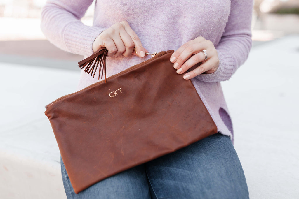 personalized leather clutch - monogram bags