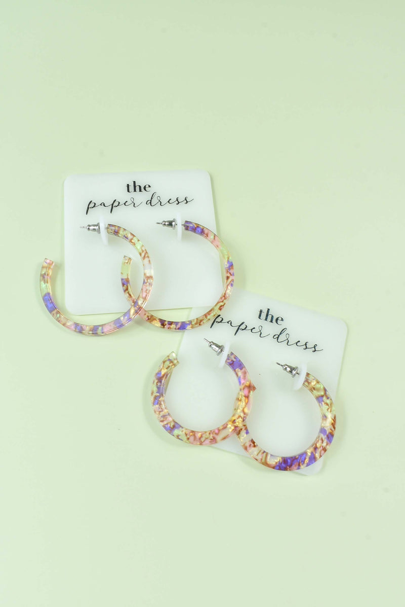 RAINBOW RIPPLE HOOP EARRINGS