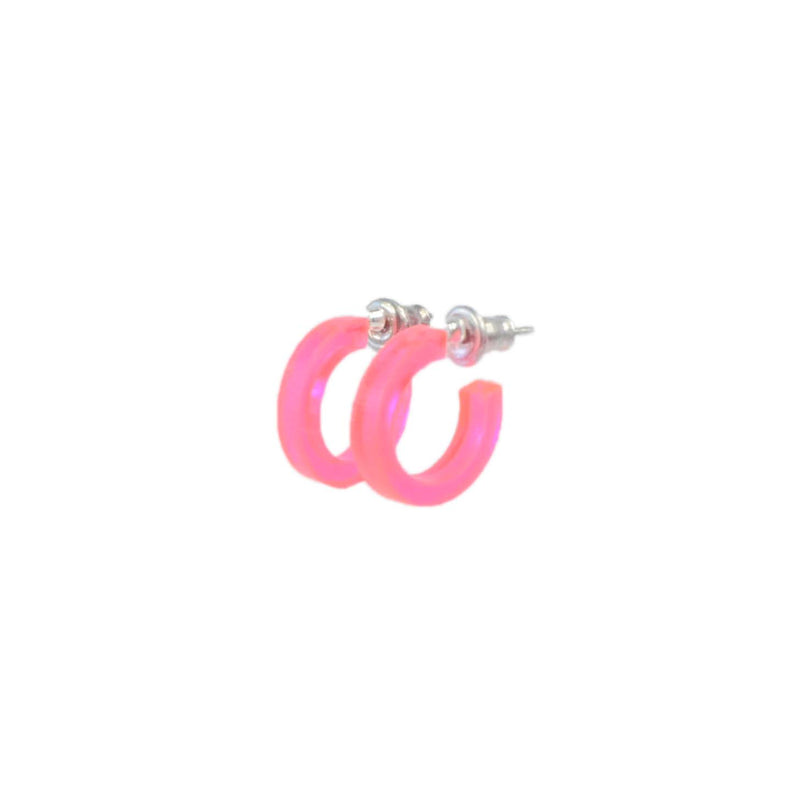 tiny vivid pink hoops - bright pink huggie hoop earrings
