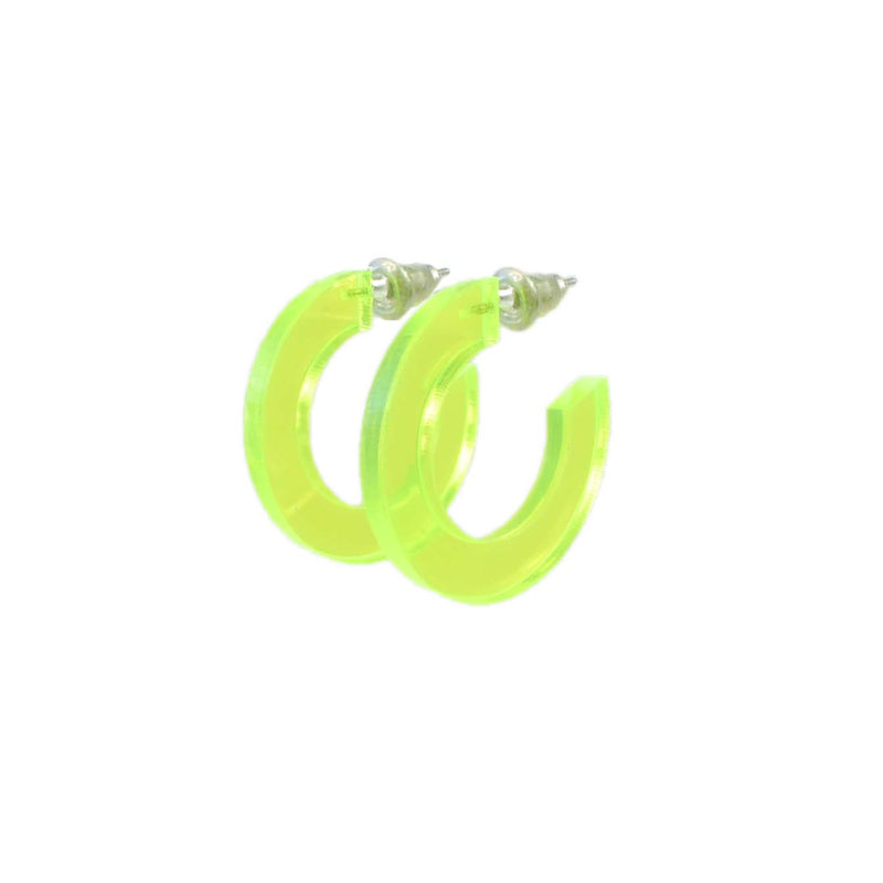 small florescent green hoop earrings - lightweight acrylic hoops