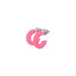 wavy edge tiny hoops - neon pink huggie hoop earrings