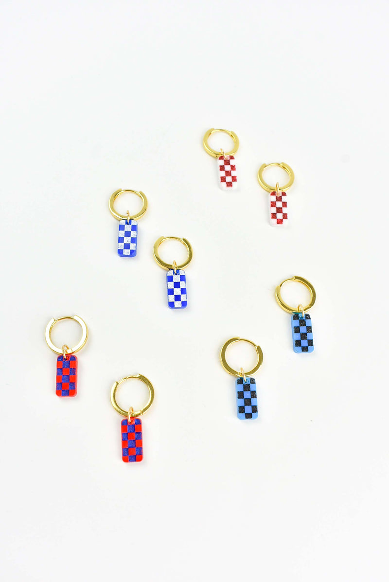 GAME DAY CHECKER CHARM HOOPS