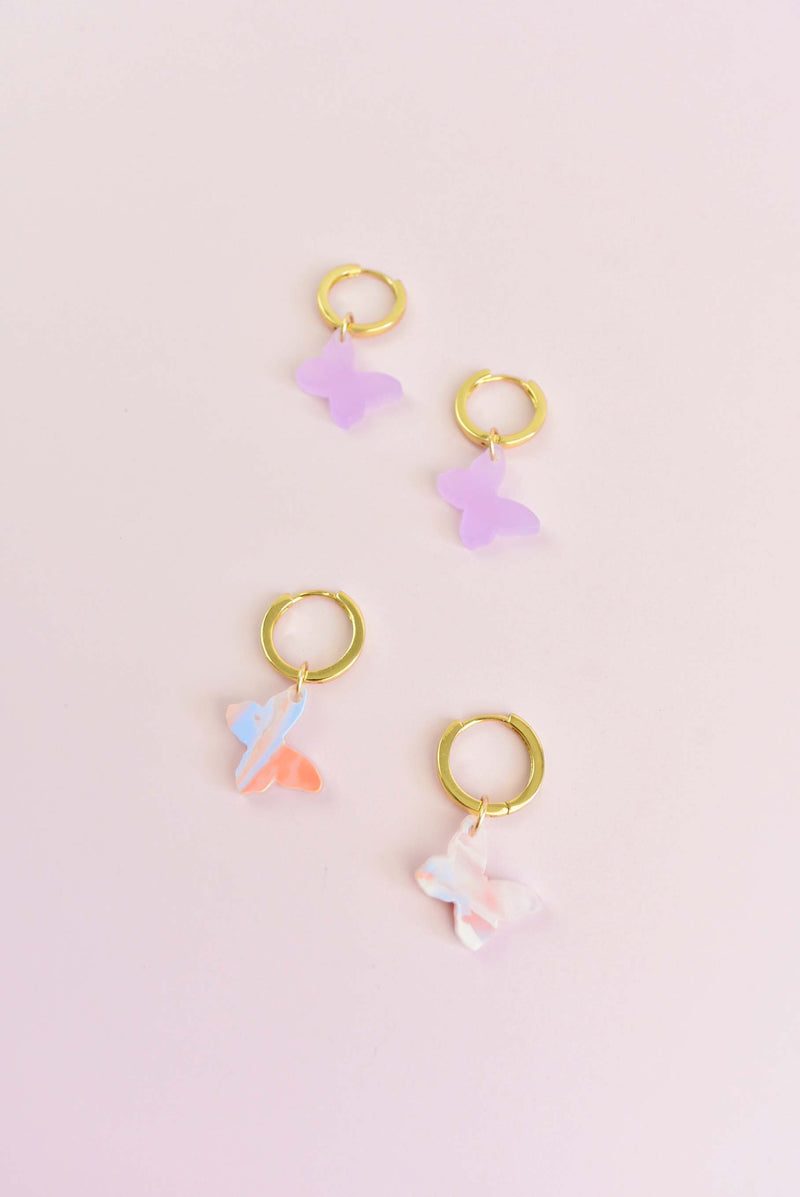 BUTTERFLY CHARM HOOPS