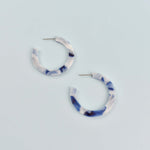 BLUE MARBLE HOOP EARRINGS