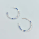 BLUE MARBLE HOOP EARRINGS