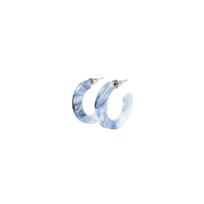 BLUE MARBLE HOOP EARRINGS