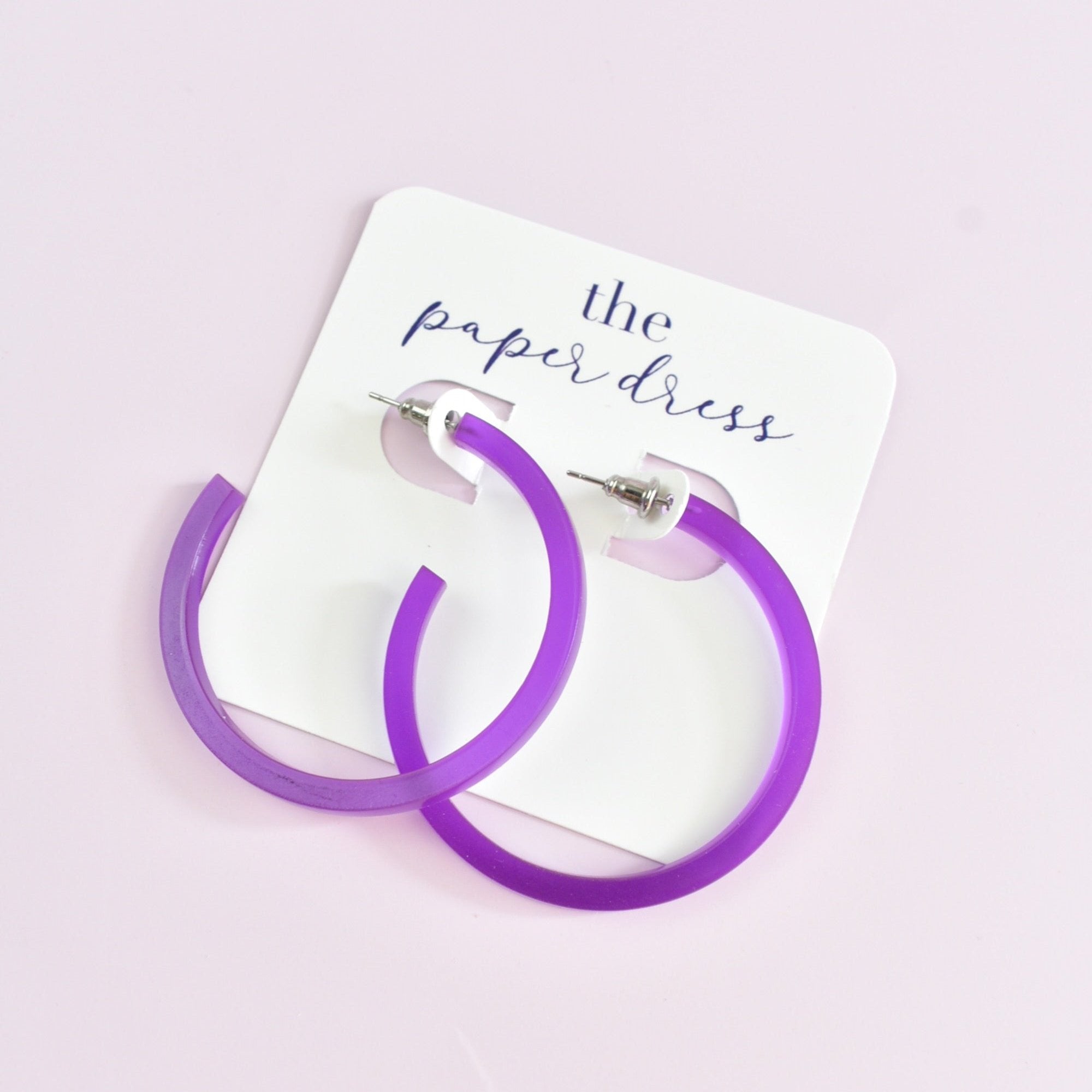 earrings on purple dress fitted lace wedding dress Purple Hoop Earrings Midi / Chunky Classic