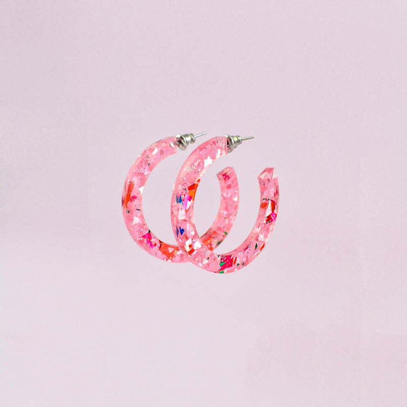 PINK CONFETTI GLITTER HOOPS
