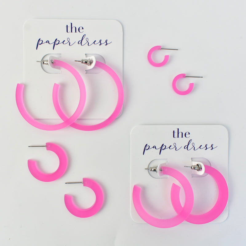 bright pink lightweight hoop earrings