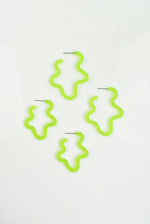 bright lime green organic shaped hoop earrings
