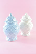 blue and white small ginger jars - preppy home decor