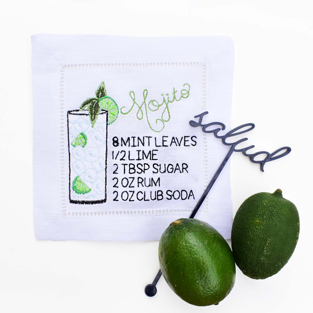 mojito embroidered cocktail napkin 