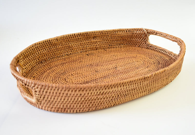 small rattan serving tray 