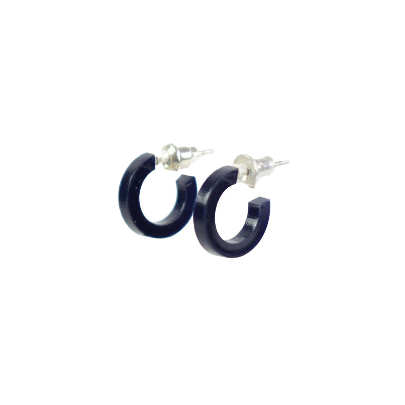 micro huggie navy hoop earrings 