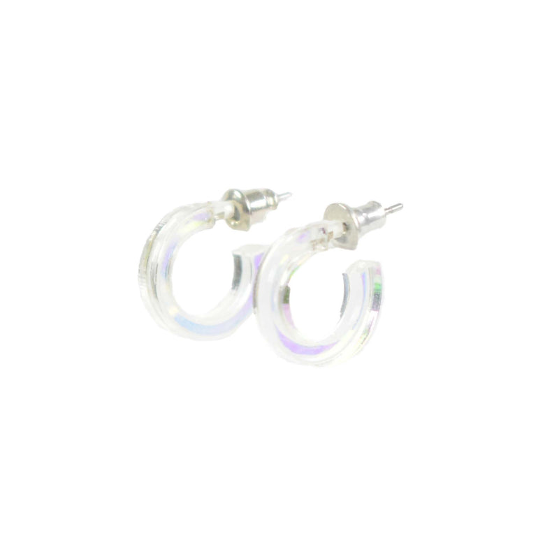 iridescent micro huggie hoop earrings 