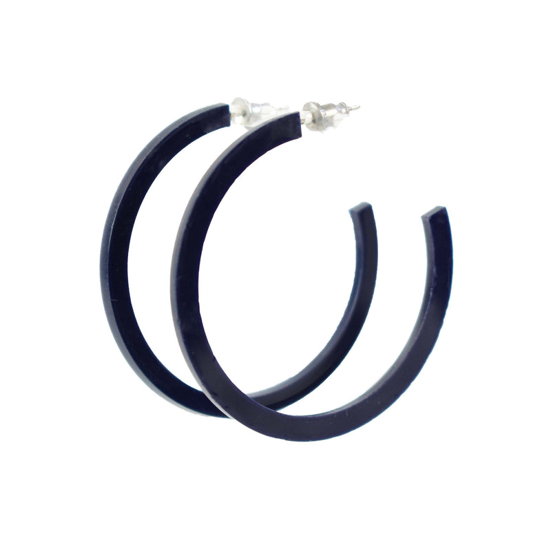 thin lightweight navy hoop earrings 
