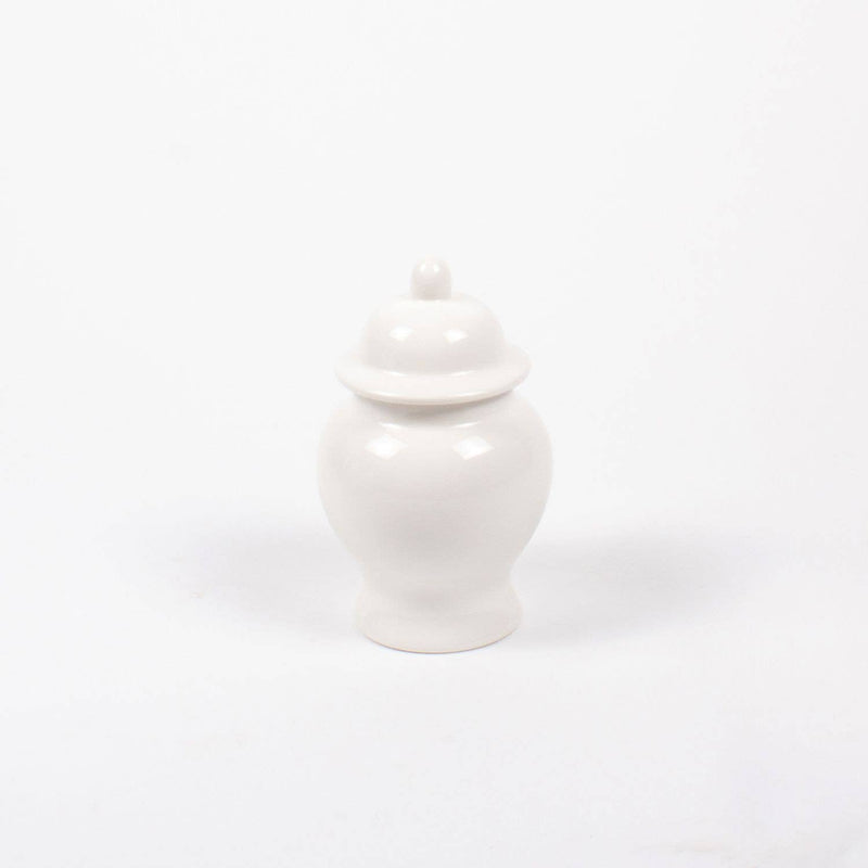 small white ceramic lidded ginger jar 