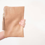 leather tassel clutch - monogrammed leather clutch 