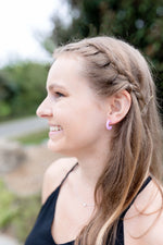Lilac scallop micro huggie hoop earrings