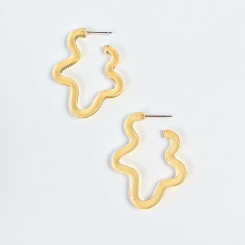 gold blob doodle hoop acrylic earrings
