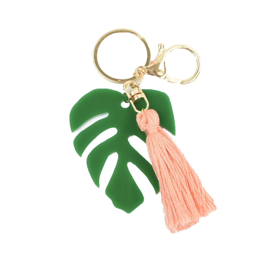 monstera leaf keychain 