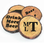 engraved initial coasters - personalized men's gift 