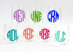 monogrammed acrylic wine glass - personalized wine tumblers 