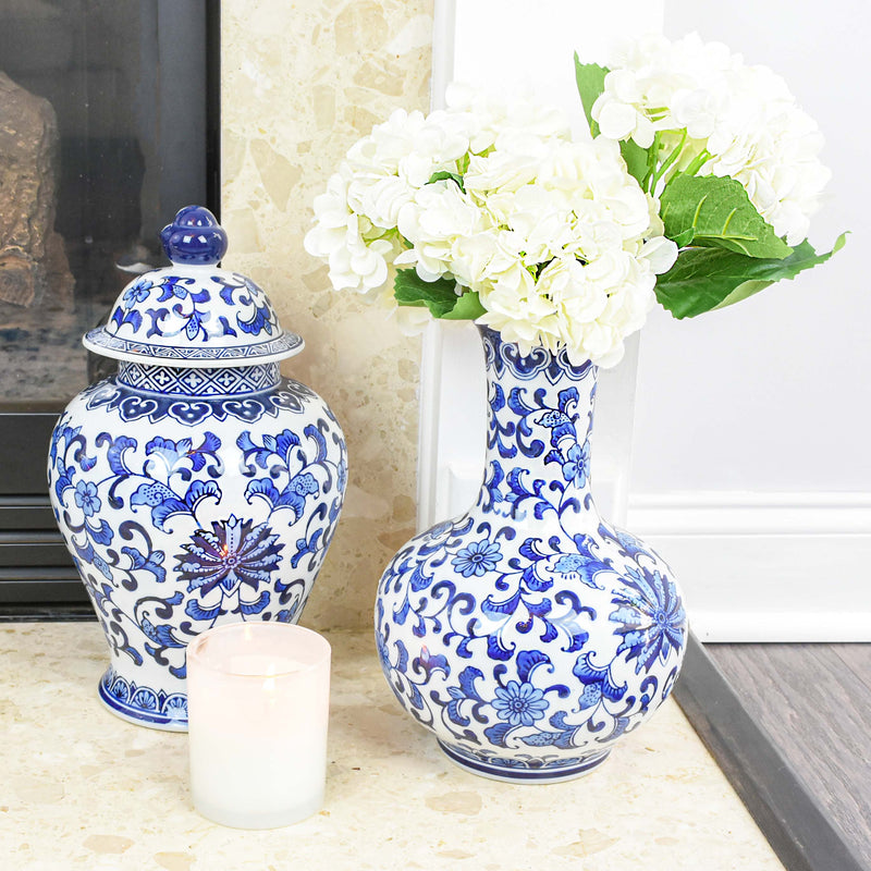 blue and white decor - chinoiserie flower vase