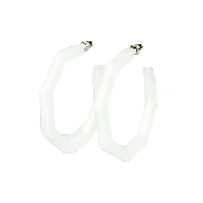pearl octagon hoops - pearlescent earrings 