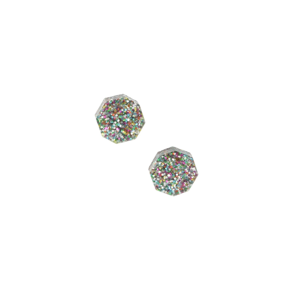 confetti glitter studs - hexagon stud earrings 