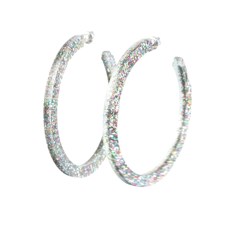 confetti hoops - glitter hoop earrings 