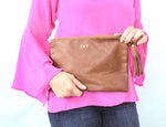 personalized leather clutch - gold foil monogram 