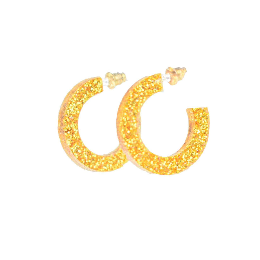 gold glitter hoops - lightweight gold hoop earrings