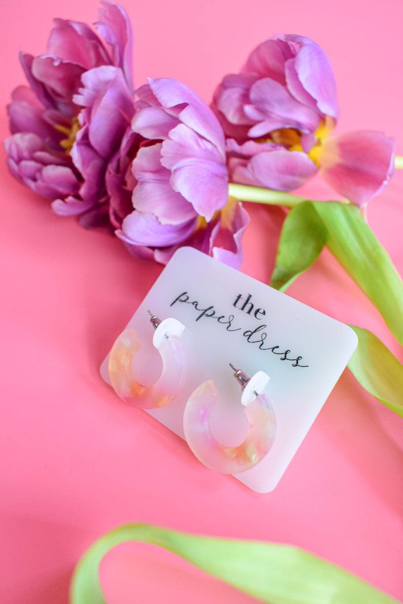 peony multi color earrings - acrylic hoops