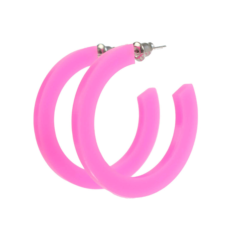 neon pink acrylic hoop earrings 