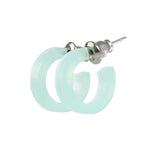 tiny huggie hoop earrings - seafoam blue green waterproof hoops