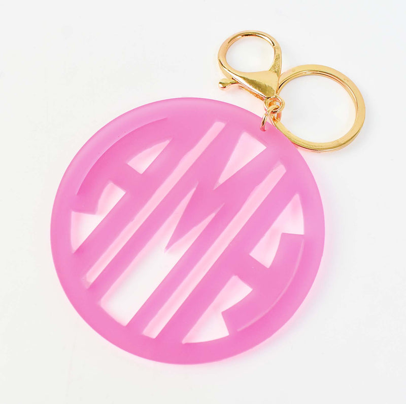 pink monogram keychain