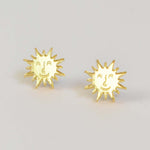 golden acrylic sun shape stud earrings 
