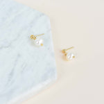 dangly freshwater pearl stud earrings