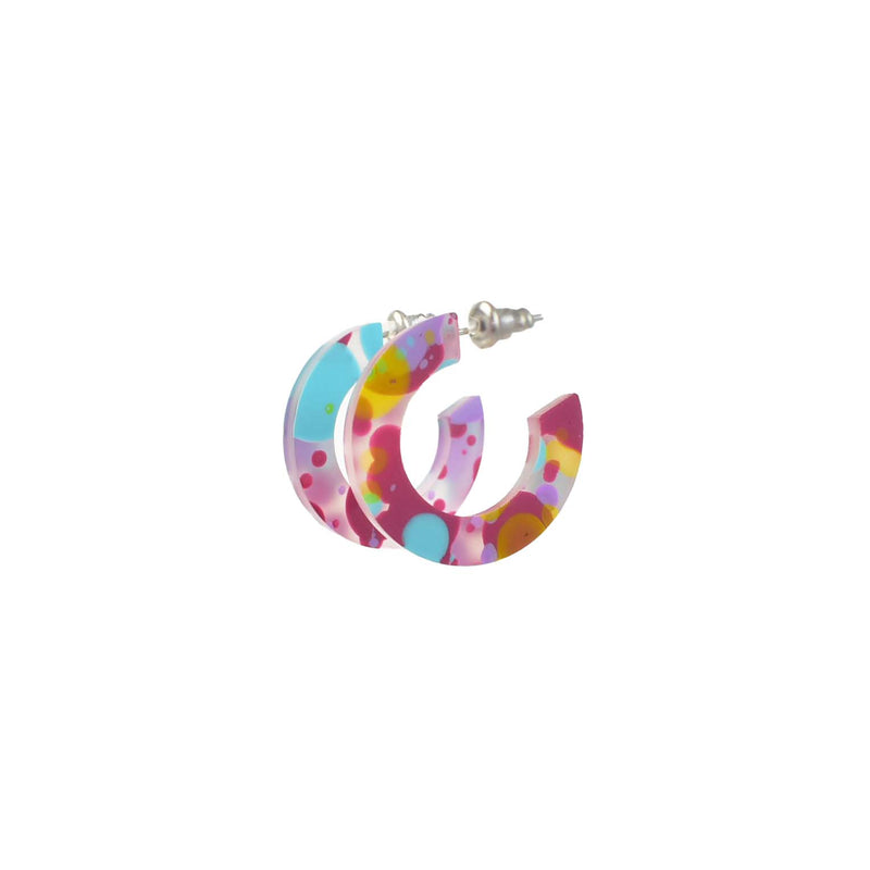 small round hoops - vibrant multicolored acrylic earrings