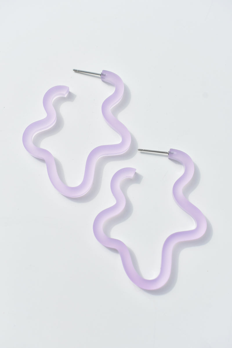 lilac purple blob doodle lightweight hoop earrings
