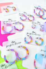 fun summer earrings - splatter paint acrylic hoops