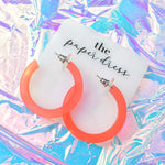 poppy red acrylic hoop earrings