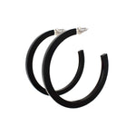large black thin earrings - lightweight acrylic black hoops