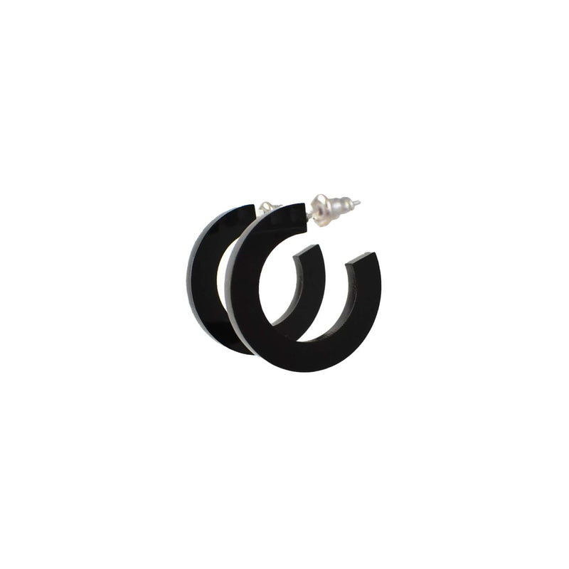 small round black loops earrings
