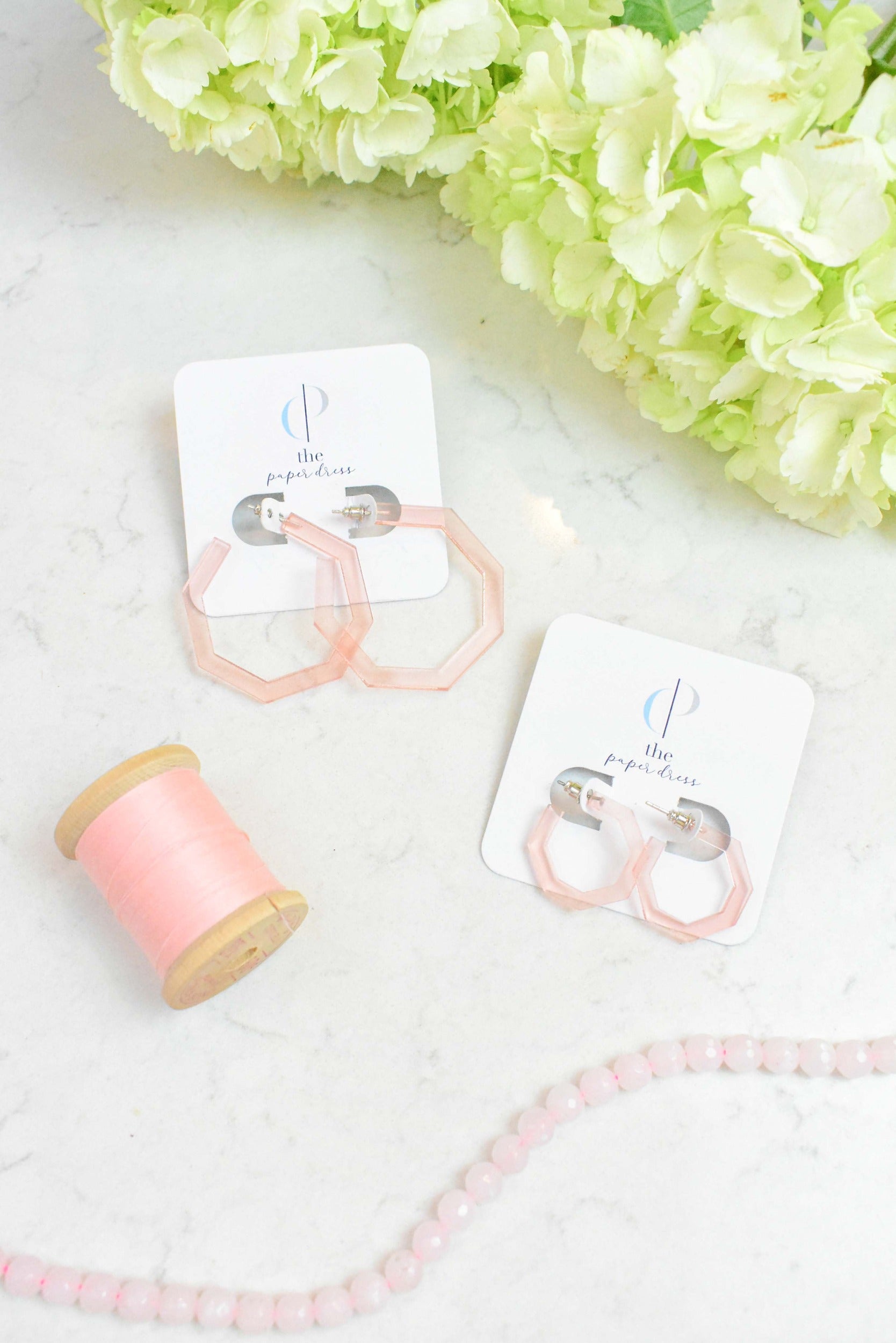 ROSE GOLD TRANSPARENT HOOP EARRINGS Maxi / Octagon ROSE GOLD TRANSPARENT HOOP EARRINGS Maxi / Octagon