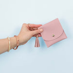 leather mini wallet - rose card holder