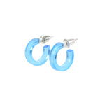 Tiny blue huggy hoops - small colorful huggie hoop earrings