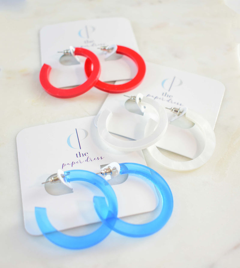 4th of july earrings - red white and blue hoops