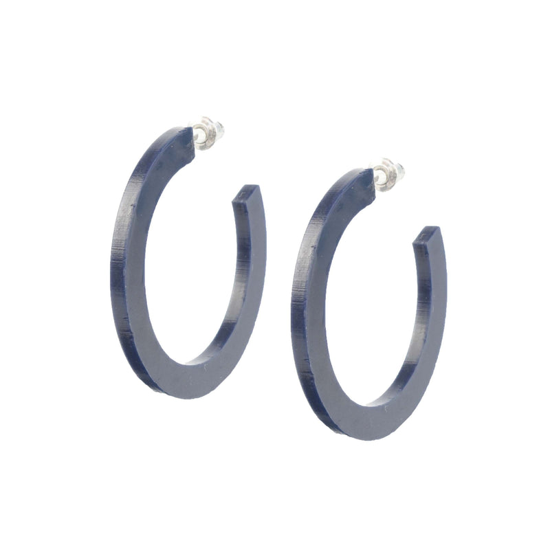 navy lightweight hoops - dark blue hoop earrings 